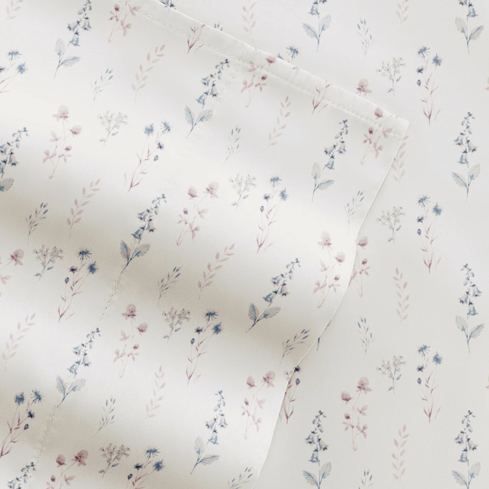 4 PC Spring Florals Bed Sheets Patterned Microfiber Soft Bedding Kaycie Gray - Image 3 of 4