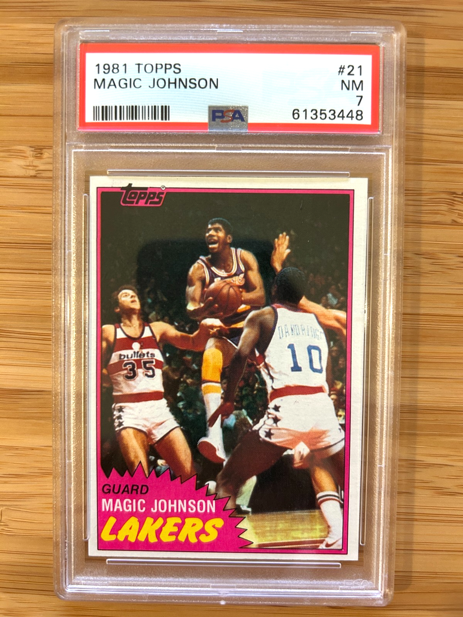 Magic Johnson Solo Rookie Card RC 1981 Topps Basketball #21 PSA 7