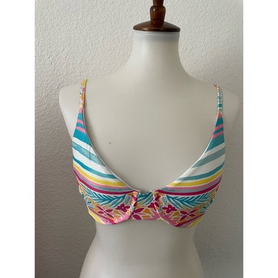 Kenny Flowers Swim Women M/DD Bikini Top Mayakoba Print Swimwear Summer NWT