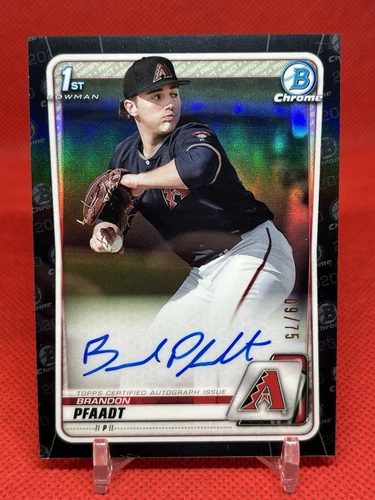 2020 Bowman Draft Brandon Pfaadt 1st Chrome Auto /75 Black Refractor Rookie