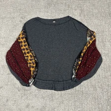 We the Free People Top Gray Womens Small Blossom Thermal Long Sleeved Oversized