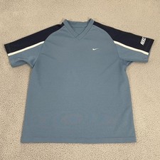 VTG Nike Jersey Men L Blue Embroidered Pullover Y2K V-Neck