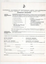 70s Application of National Academy of Recording Arts & Sciences, Atlanta Chptr