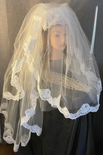 Wedding Bridal Juliet Cap Veil 4 Layer Bright White Lacy English Nylon Illusion