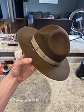 Vintage Stratton Self Forming Drill Sergeant Instructor Wool Felt Hat 6 7/8 USA