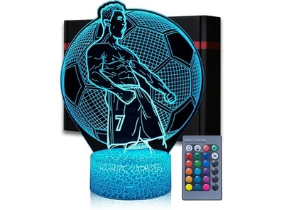 NO BRAND Luce Notturna Cristiano Ronaldo CR7 con Illusione 3D 16 Colori con Telecomando