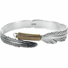 Silver Feather Bracelet Lucky Hope Cuff Jewelry Simple Retro For Women Men Styl