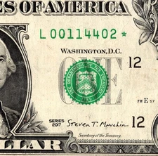 2017 L Star note One Dollar Bill Regular Run 3.2 pack note