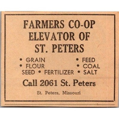 Farmers Co-Op Elevator Of St Peters Grain Flour St Peters MO 1948 MO Ad SAI5-S21