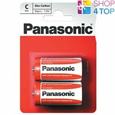 2x Panasonic C 1.5V Zinc Carbon Batteries LR14 MN1400 Baby Size