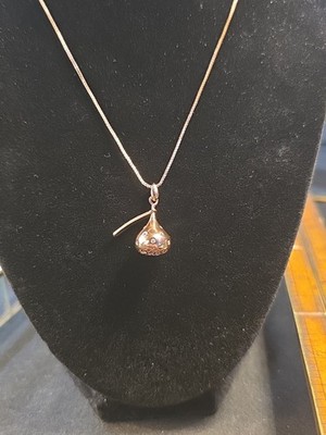 Sterling Silber Hershey Kiss Halskette 925 rosegoldfarben Schokoladenkuss Anhänger
