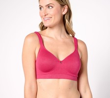 Breezies Lurex Mini Stripe Seamless Wirefree T-Shirt Bra Cranberry B/38 New