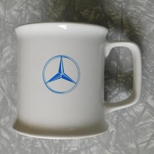 Vintage Mercedes Benz Blue Logo Restaurant Diner Ceramic Coffee Mug Footed 14 oz