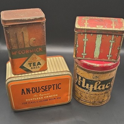 McCormick, An-Du-Septic, Hylac, Consolidated Tea Co. Vintage Advertising Tin Lot