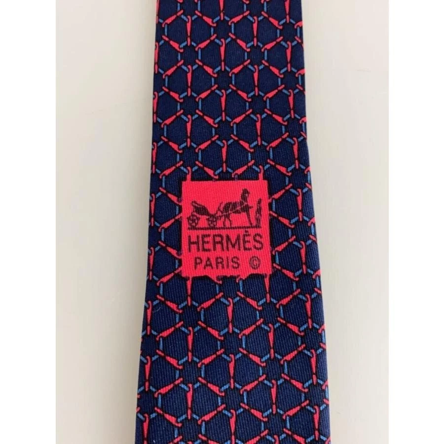 Corbata HERMES Rojo Púrpura Seda Logo vendedor de Japón N0207 26 Hecha en Francia Foto 4 de 4