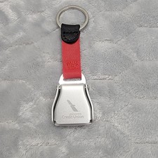 American Airlines Credit Union Seatbelt Buckle Keychain Red Aviation Key Ring