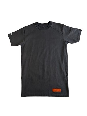 Heron Preston Tee Kleid Gr. XS Patch Logo Kurzarm Rundhals schwarz sehr guter Zustand
