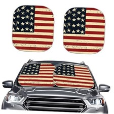 Summer Windshield Sunshade for Car Front Window Sun Shade Retro American Flag