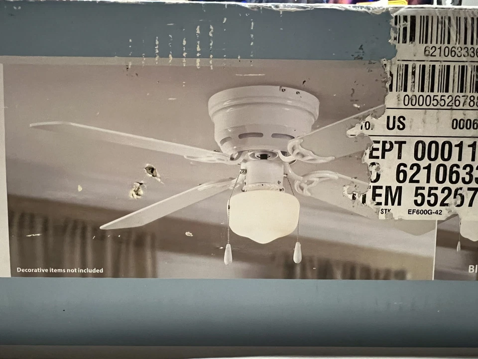 Principal 42" Flush Mount Ceiling Fan NIB White Finish - Image 2 of 4