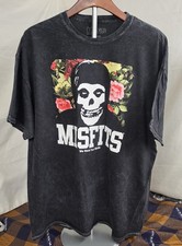 Misfits "We want your skulls" Graphic Marble Washed T-Shirt Size 2XL Black...