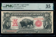 AC Fr 114 1901 $10 Legal Tender PMG 35 comment ... BISON