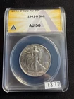 Beauty! 1941-D 50C Walking Liberty SILVER Half Dollar 50c ANACS AU 50 AU50 1877