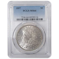 1897 Morgan Dollar MS 64 PCGS Silver Uncirculated $1 Coin SKU:I17200