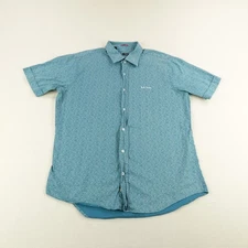 Paul Smith Shirt Mens XL Blue Teal White Paisley Button Up Short Sleeve Italy