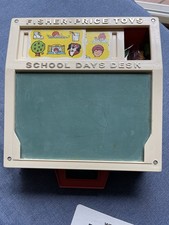 Vintage Fisher Price School Days Portable Play Desk With Numbers and Cards