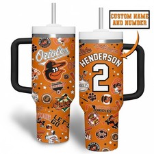 Custom Baltimore Baseball Fan Insulated Tumbler with Handle 20oz 30oz 40oz