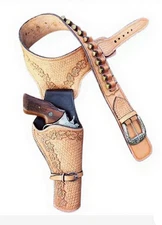 Western Leather Gun Holster Cowboy Holster for Revolvers Pistols Vintage Style