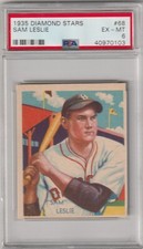 1935 Diamond Stars #68 Sam Leslie of Brooklyn Dodgers, PSA 6 (Excellent-Mint)