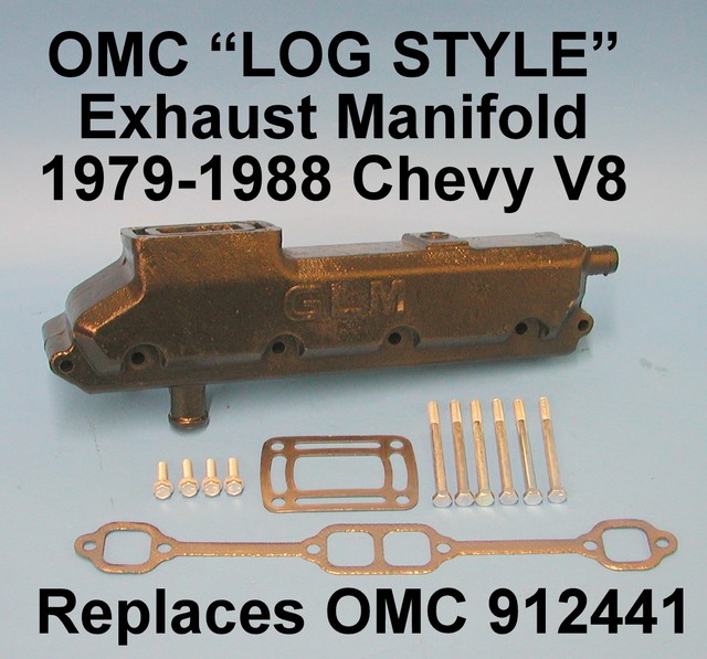 OMC CHEVY V8 305 350 LOG EXHAUST MANIFOLD 19791988 912441 STARBOARD