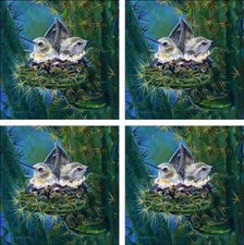 Southwest Accent  Decor Tile Set Libby Ceramic Cactus Bird Art SLA053AT