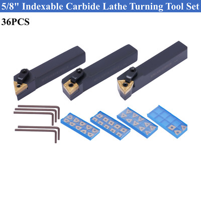 5/8'' 36PCS Indexable Carbide Lathe Turning Tool Insert Holder Bit Set New