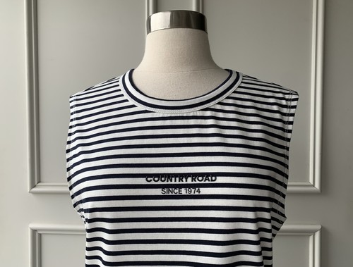 | COUNTRY ROAD | stripe modern logo tank dress white SIZE: L,14 $199 new - Picture 4 of 11