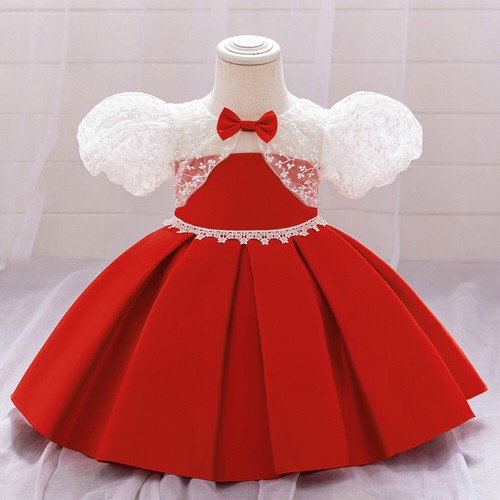 Vestido de Dama de honor con flores para niñas Bebé Niños Fiesta Lazo Princesa Capa Vestidos de boda - Imagen 4 de 11