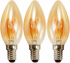 3er Set LED Filament Kerzenlampe McShine Retro E14, 1W, 90lm, warmwei&szlig;,gold Glas