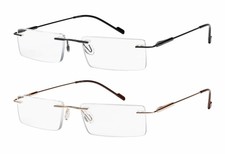 Reading Glasses 2 Pair Rimless Ultra Lightweight Readers for Men and Women