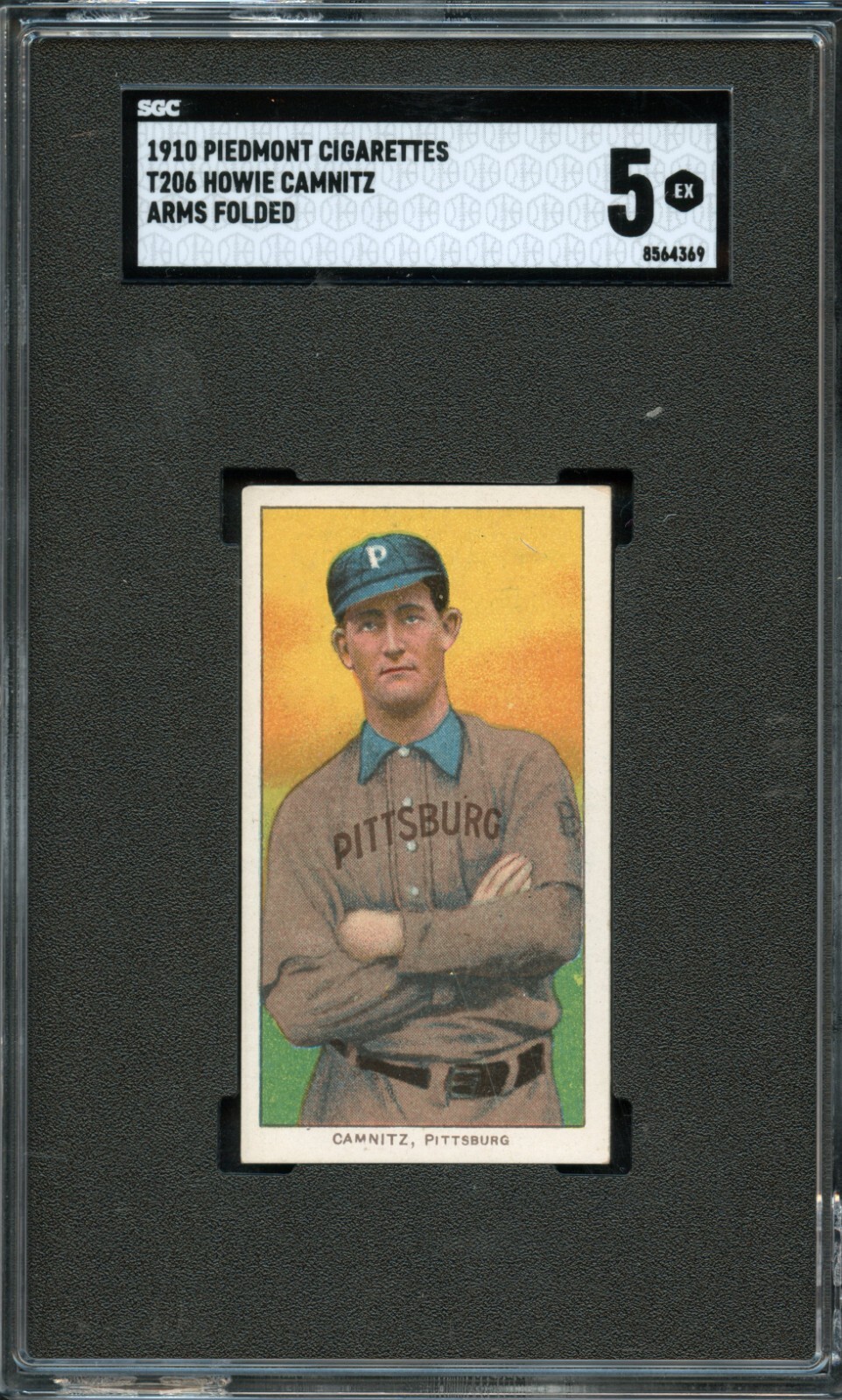 SGC BB - 1909-11 - T206 - Piedmont 350 - Howie Camnitz Arms Folded - SGC 5 - EX