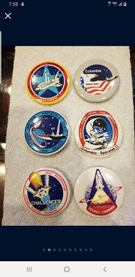 Vtg Lot Of 6 Space Shuttle NASA Pin Buttons Columbia Challenger Flight  Spacelab