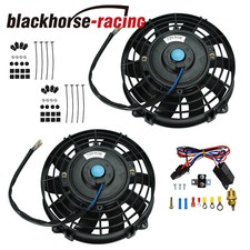 2x 7electric Radiator Slim Pull In Cooling Fanthermostat Relay Install Kit 80w