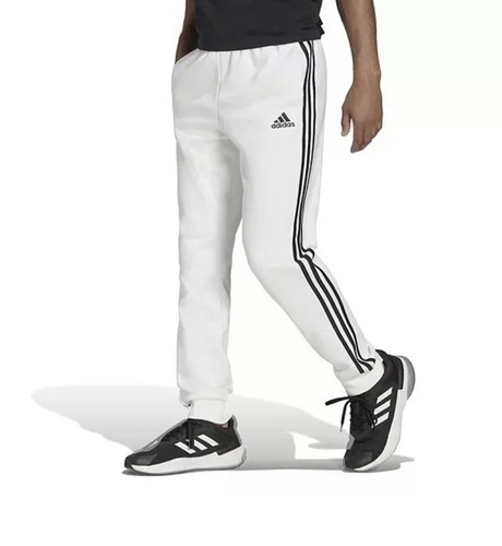 Pantalones Adidas Essentials French Terry Puño Cónico 3 Rayas Talla XL BLANCO GK8831 - Imagen 3 de 10