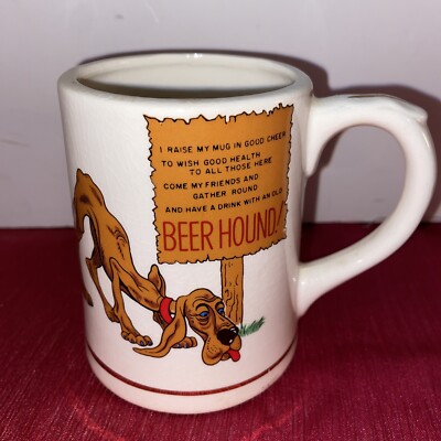 Vtg 1950 s Novelty BEER Hound Dog MUG Stein Coffee EN Japan Gag Gift 10oz