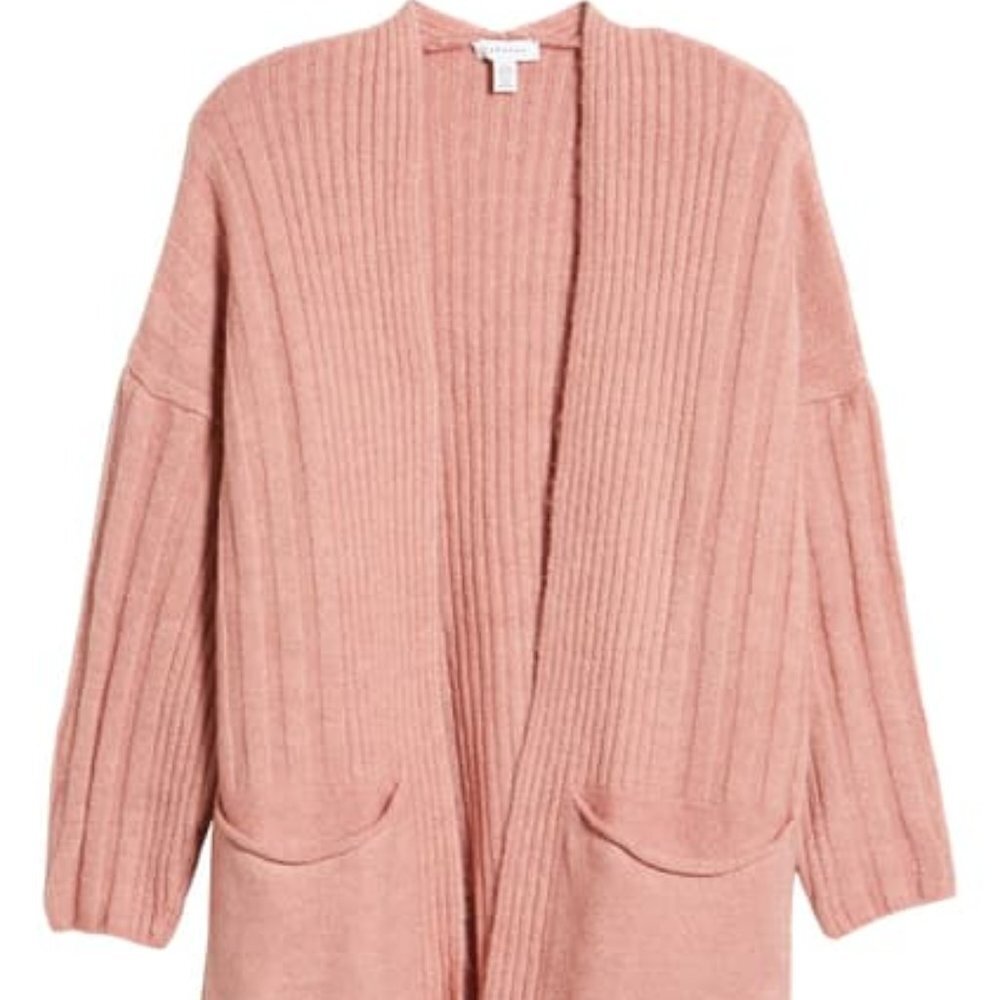 Women's Topshop Rose Pink Long Knit Cardigan Sweater sz 14