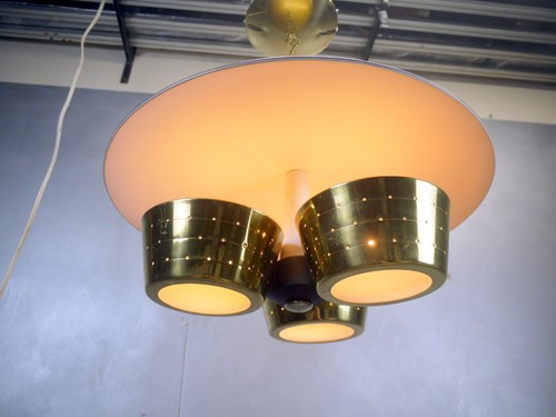 VIRDEN Mid Century MoD VTG Saucer THURSTON era Ceiling Chandelier PENDANT Light - Picture 5 of 19