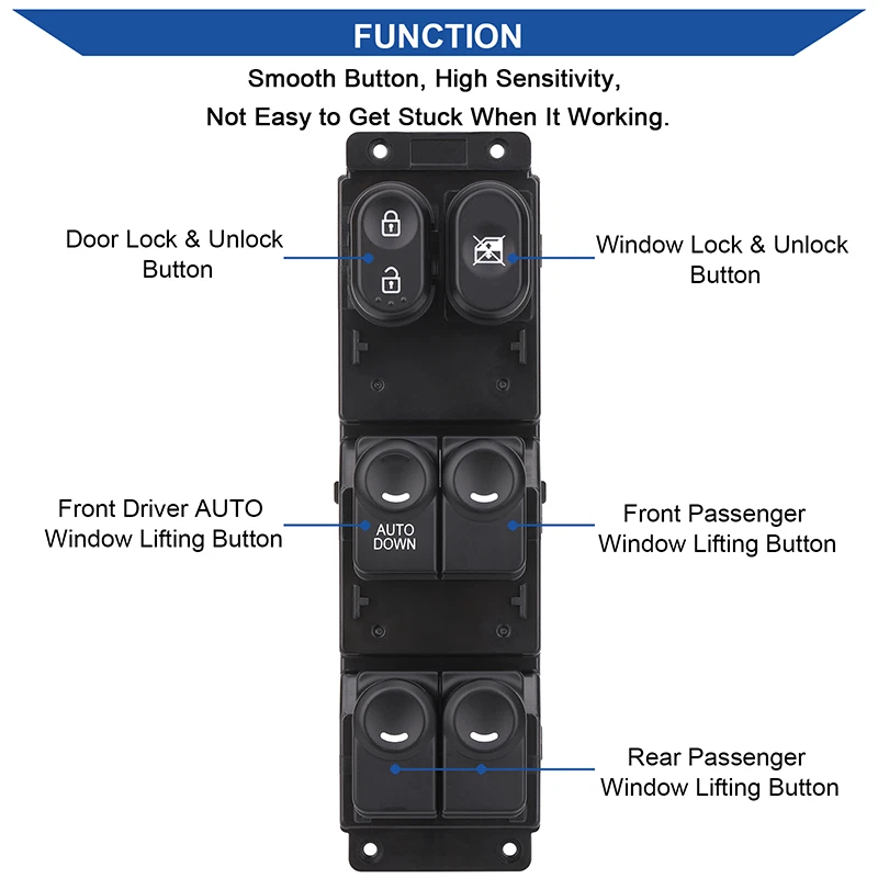 Power Window Control Switch Button for 2011- 2017 Hyundai Accent OEM 93570-1R111 Foto 2 de 4