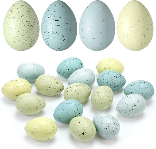 16 Pcs 2.4 Inch Speckled Plastic Eggs for Easter Decorations