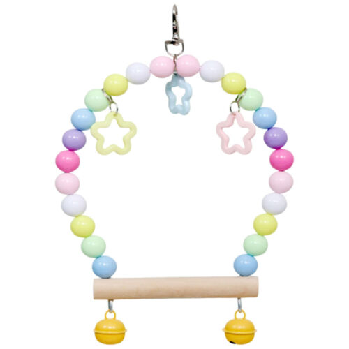 Bird Swing Hanging Standing Chewing Bead Toy Small Pet Parrot Cage Accessories