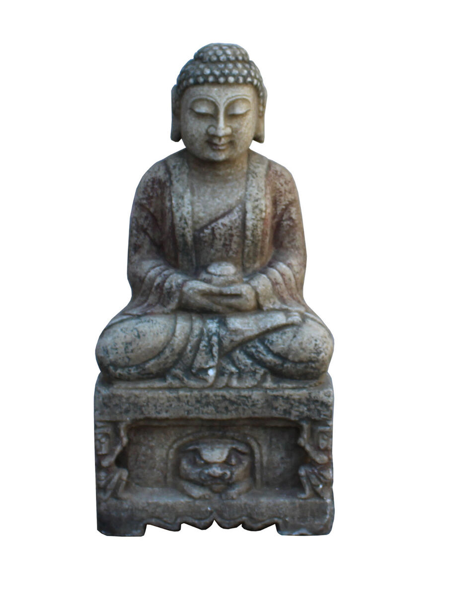 Chinese Distressed Brown Gray Stone Sitting Meditation Buddha Statue cs3230S Chinese Distressed Brown Gray Stone Sitting Meditation Buddha Statue cs3230S